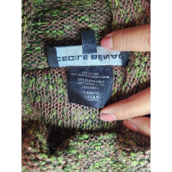 Cecile Benac Womens Turtleneck Knitted Top Brown & Green- Size Small - Picture 7 of 10